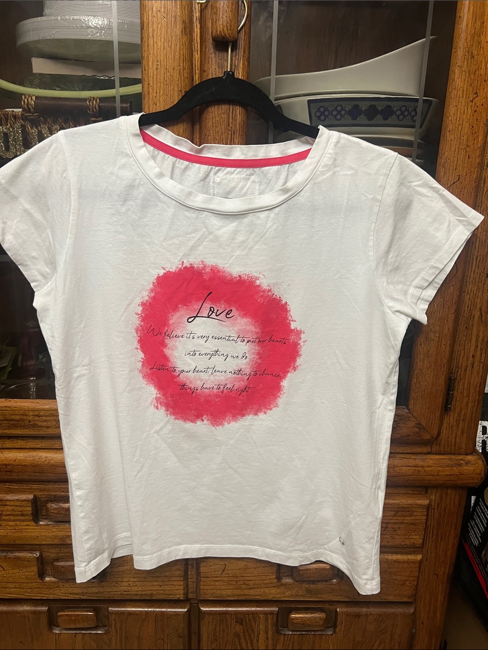Mos Mosh Women’s White Tee with Pink Graphic "Love"